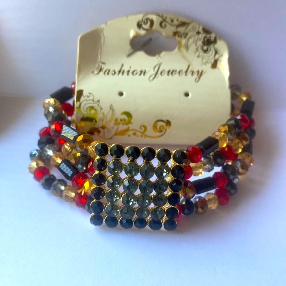 Beaded rhinestone stretch bracelet - Picture 2 of 7